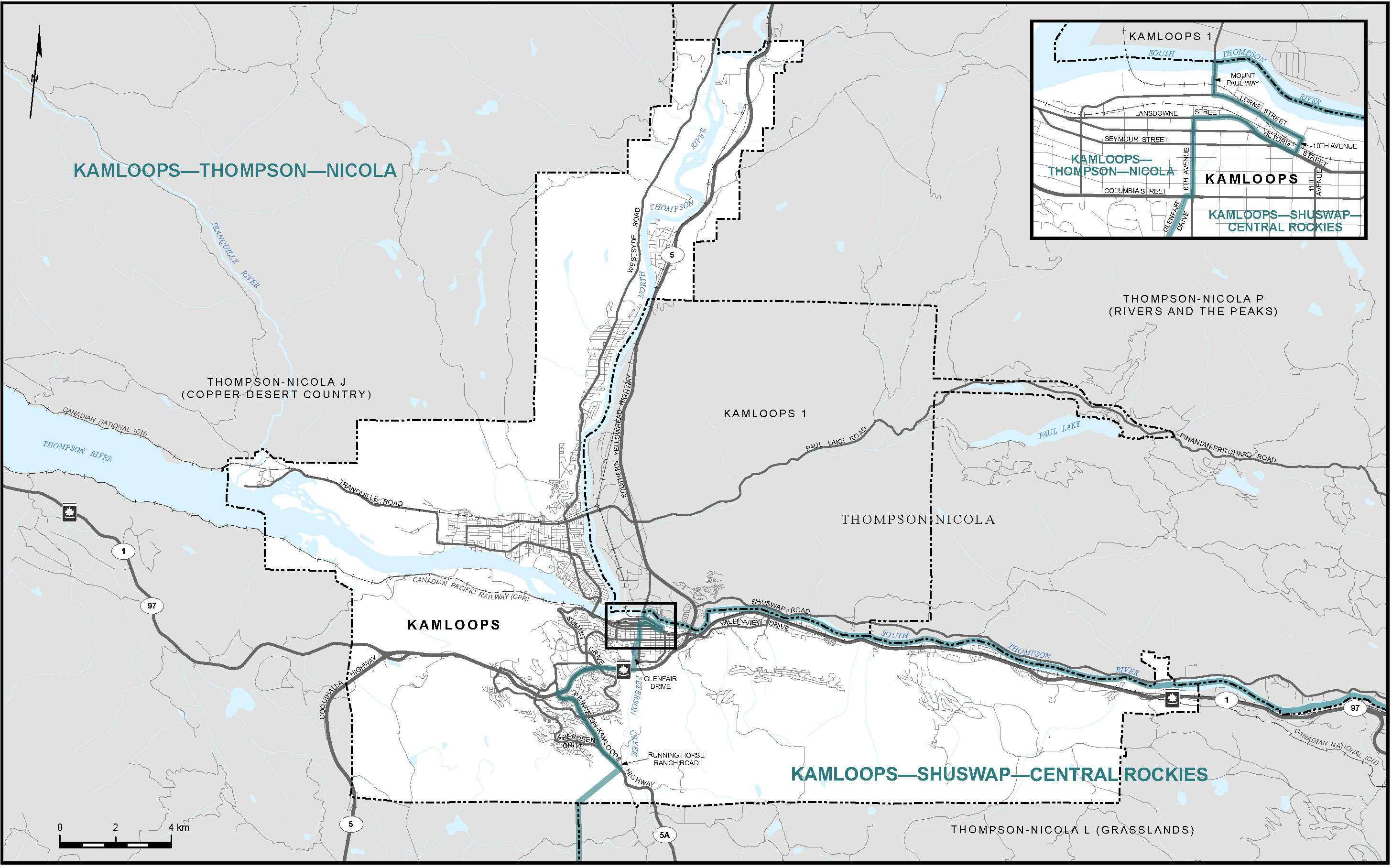 Carte de la ville de Kamloops (carte&nbsp;7)